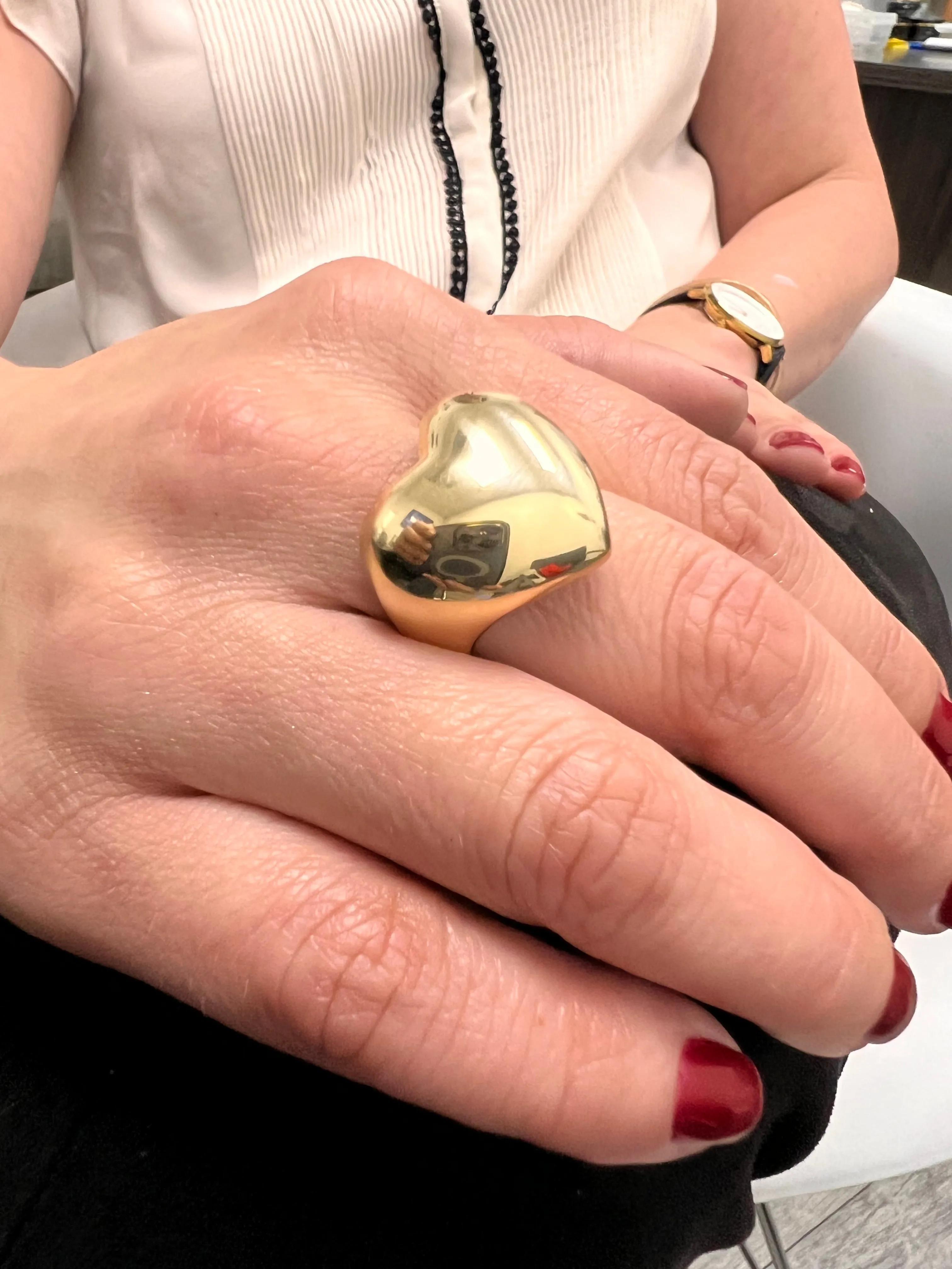 14K Yellow gold puff ring-227231