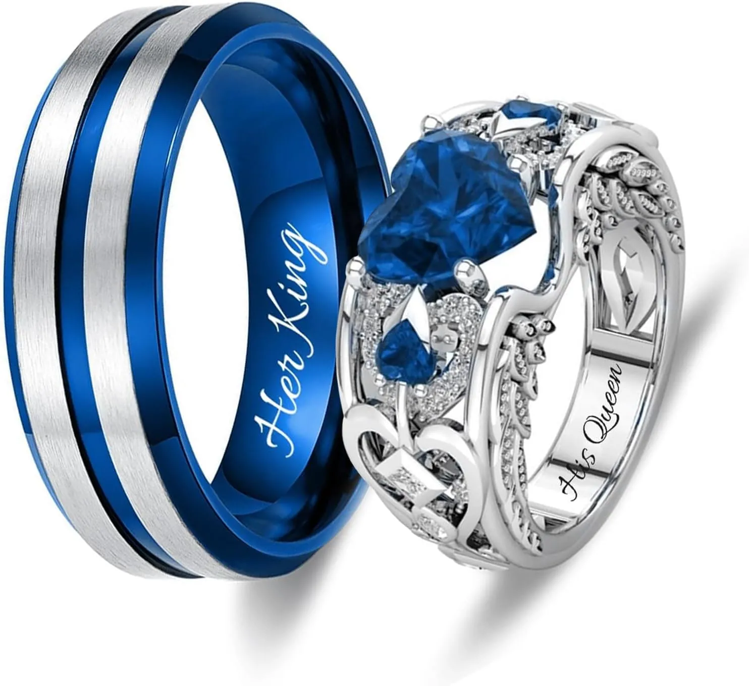 3UMeter Personalized Promise Ring For Couples Wedding Ring Set for Him and Her Matching Couple Rings Wedding Engagement Gift for Couples 2Pcs
