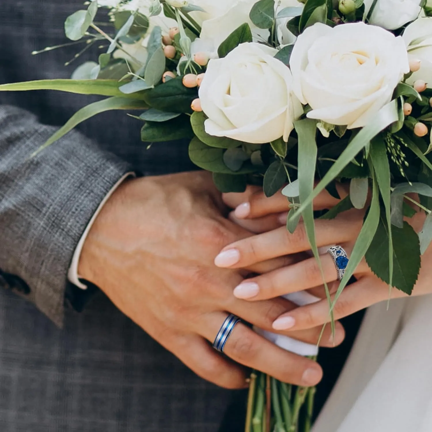 3UMeter Personalized Promise Ring For Couples Wedding Ring Set for Him and Her Matching Couple Rings Wedding Engagement Gift for Couples 2Pcs