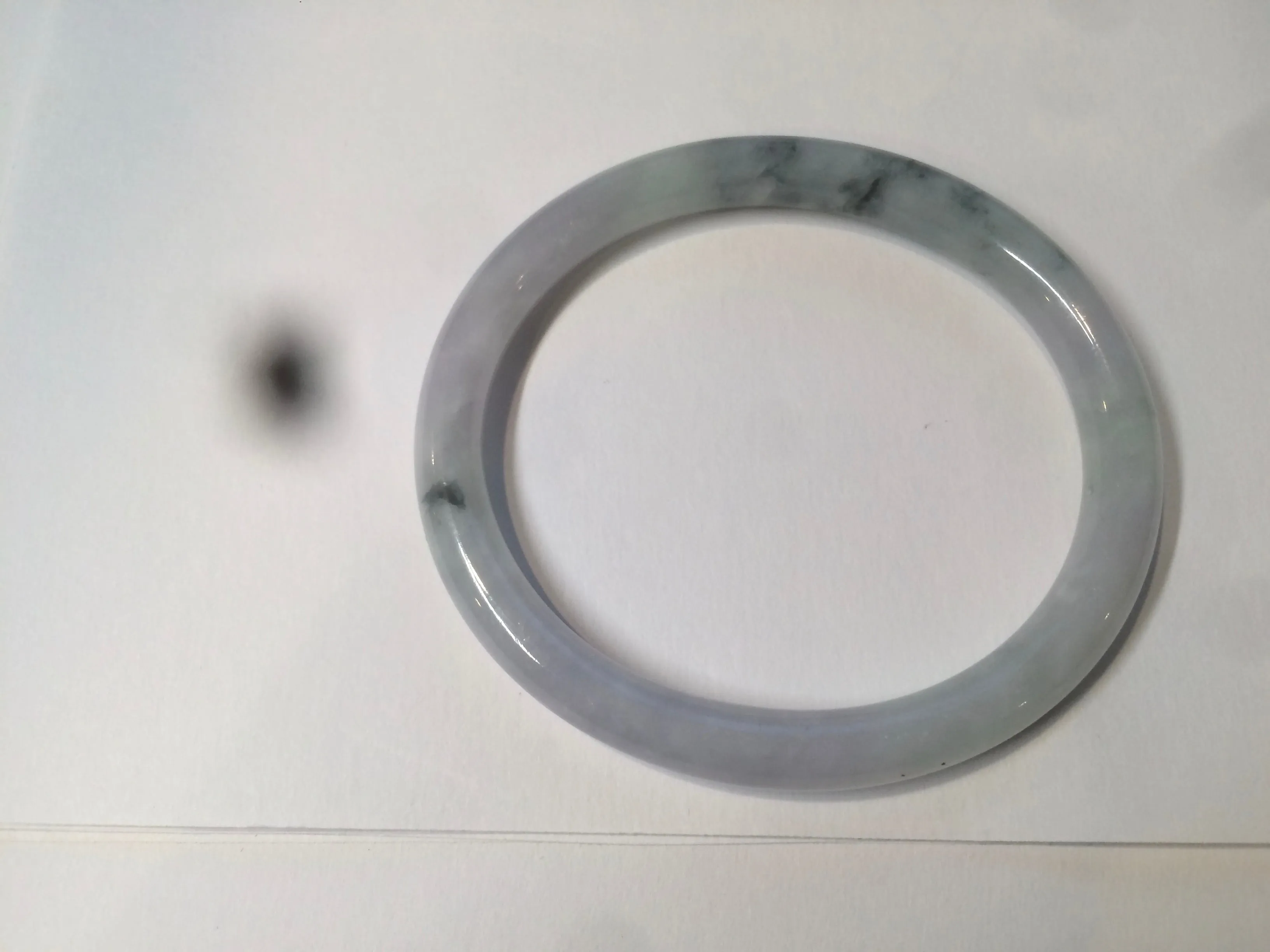 49.5mm Certified Type A 100% Natural icy light green purple round cut oval Jadeite Jade bangle AQ32-2403