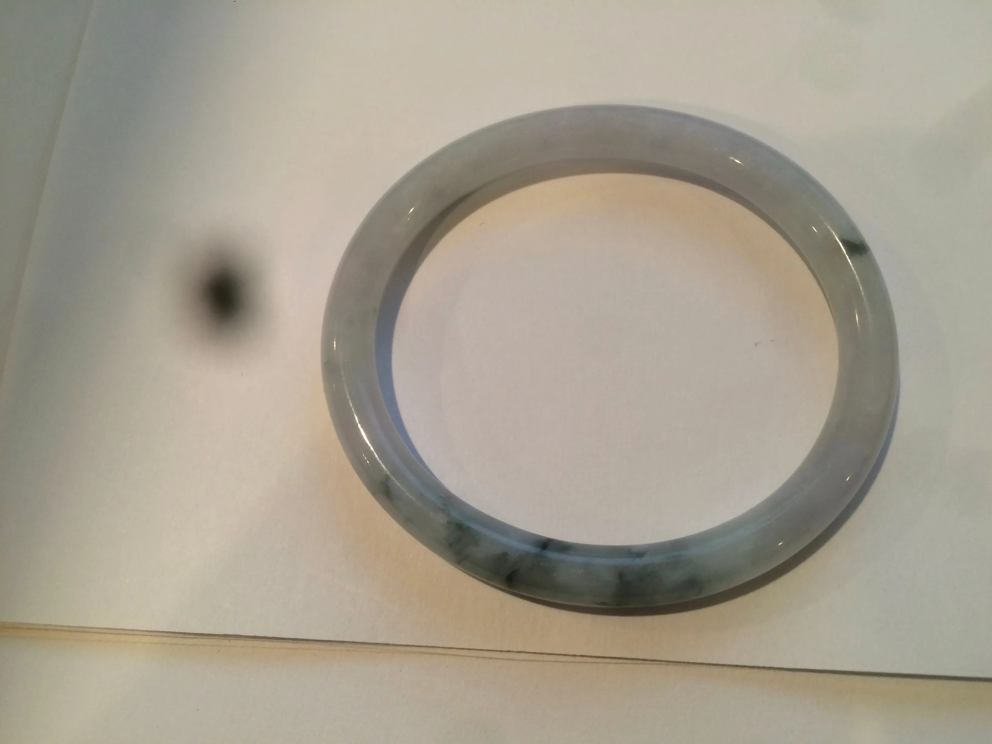 49.5mm Certified Type A 100% Natural icy light green purple round cut oval Jadeite Jade bangle AQ32-2403