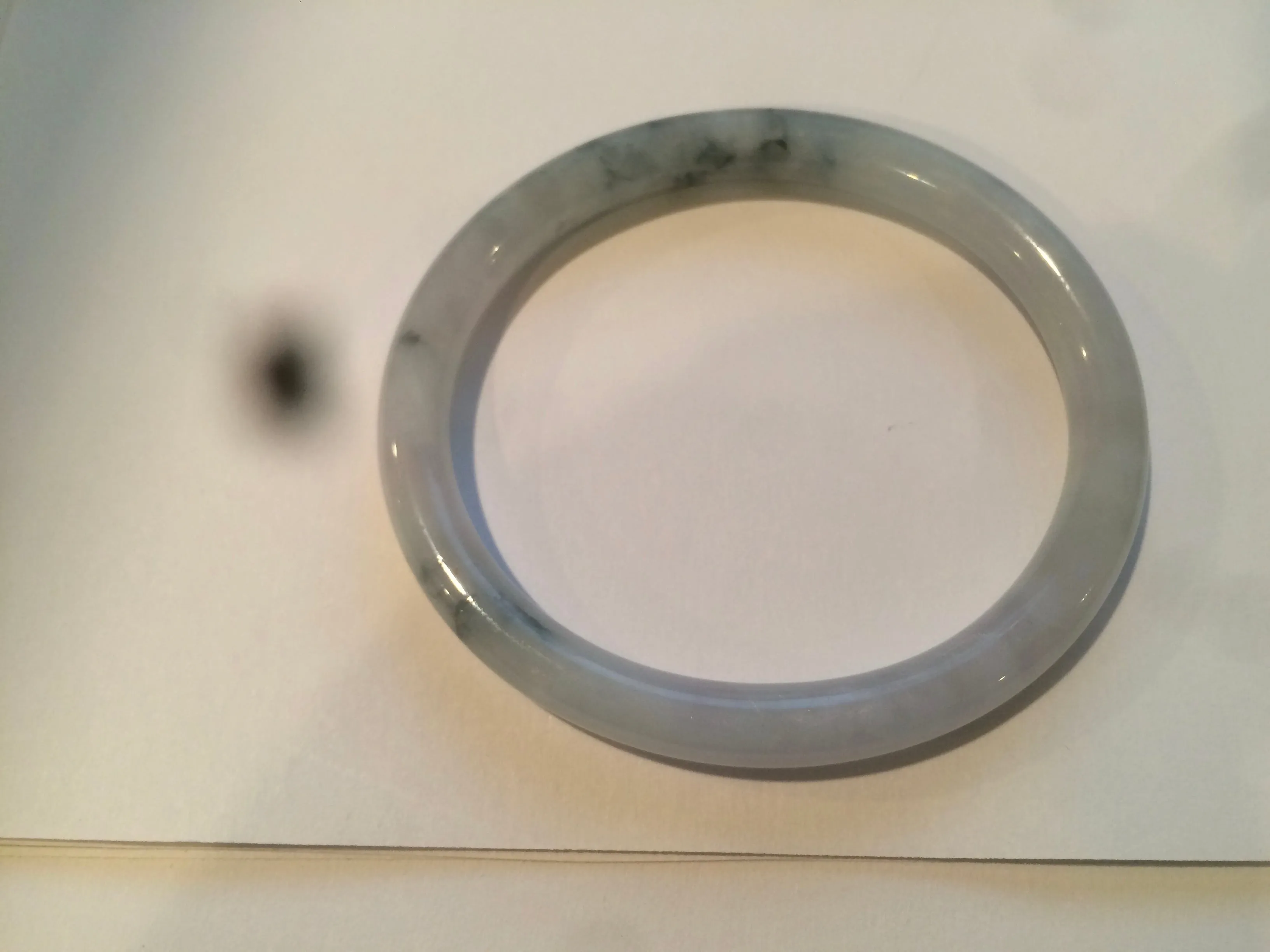 49.5mm Certified Type A 100% Natural icy light green purple round cut oval Jadeite Jade bangle AQ32-2403