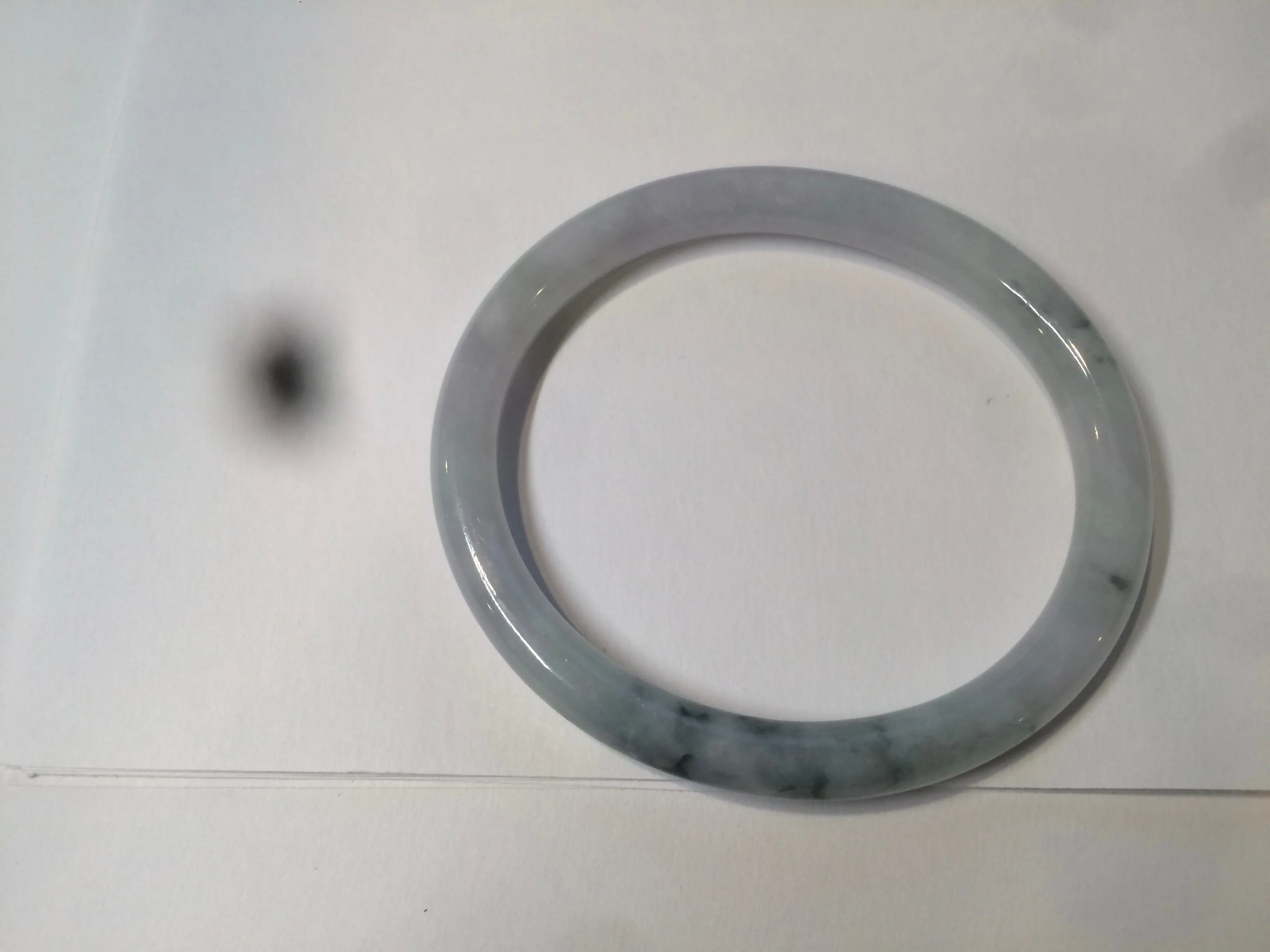 49.5mm Certified Type A 100% Natural icy light green purple round cut oval Jadeite Jade bangle AQ32-2403