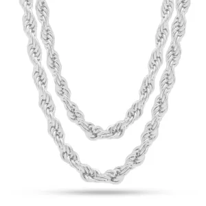 8mm White Gold Rope Choker Set