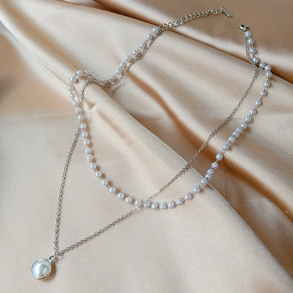 Beads Neck Chain Pearl Choker Necklace