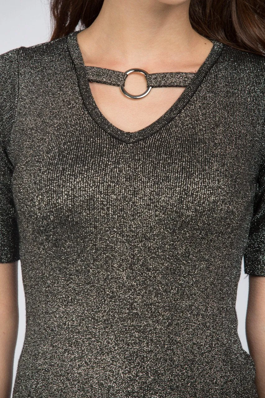 Black Glimmer Ring Choker Top