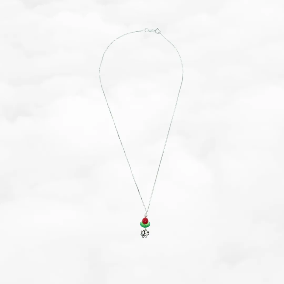 Cinnabar Lotus Charm Necklace