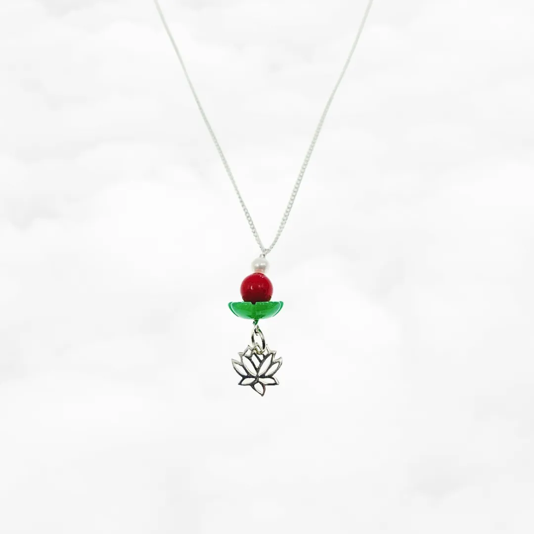 Cinnabar Lotus Charm Necklace