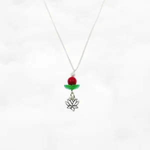 Cinnabar Lotus Charm Necklace