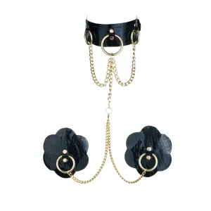 Gilded Allure Nipple Pasties & Gold Chain Collar