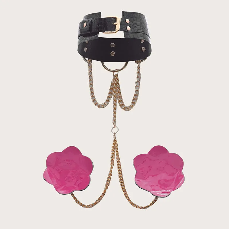 Gilded Allure Nipple Pasties & Gold Chain Collar