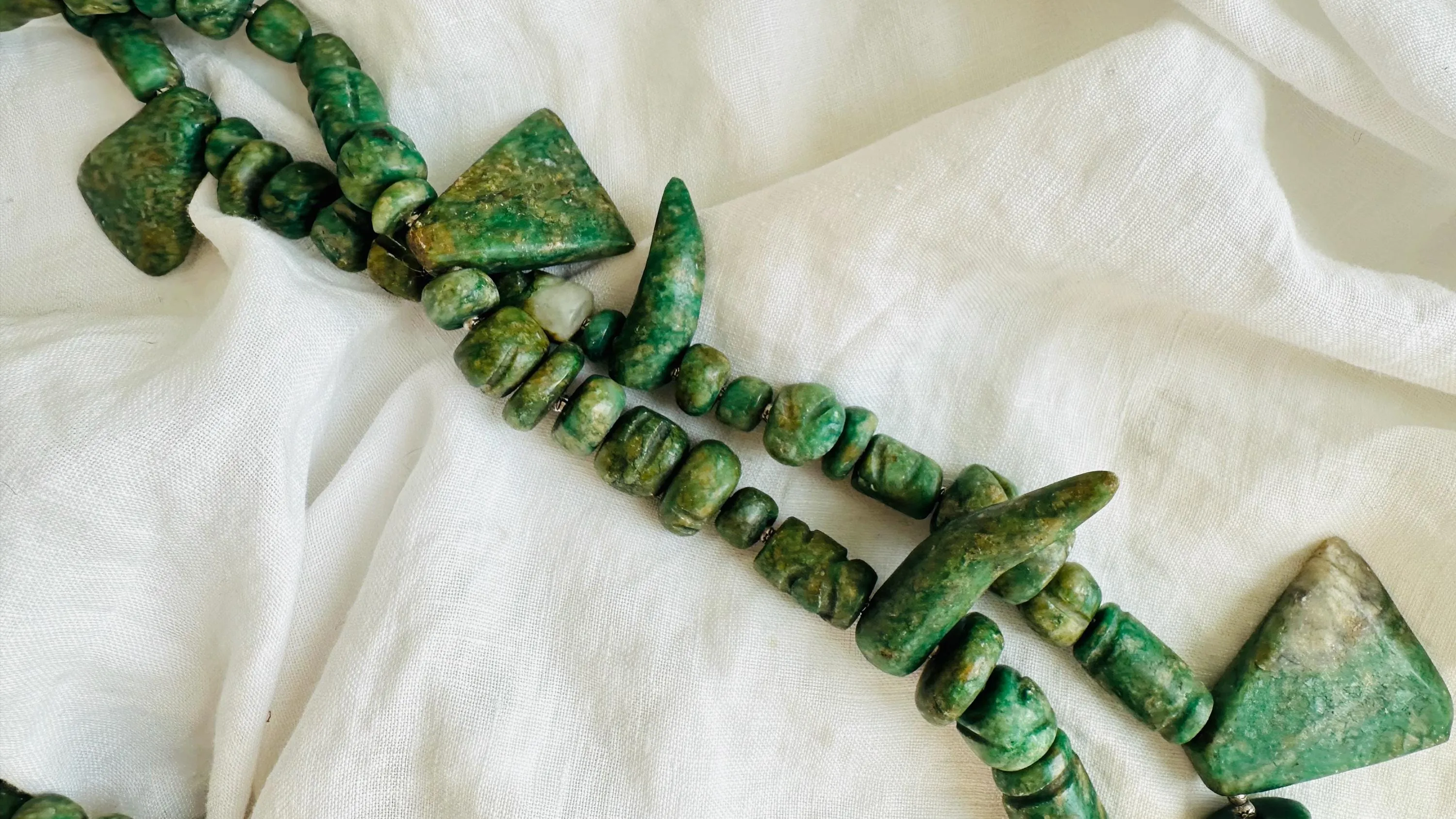 Guatemalita Necklace | Mayan Jade Reproduction Jewelry | Handmade Guatemalan Artisan Accessory.