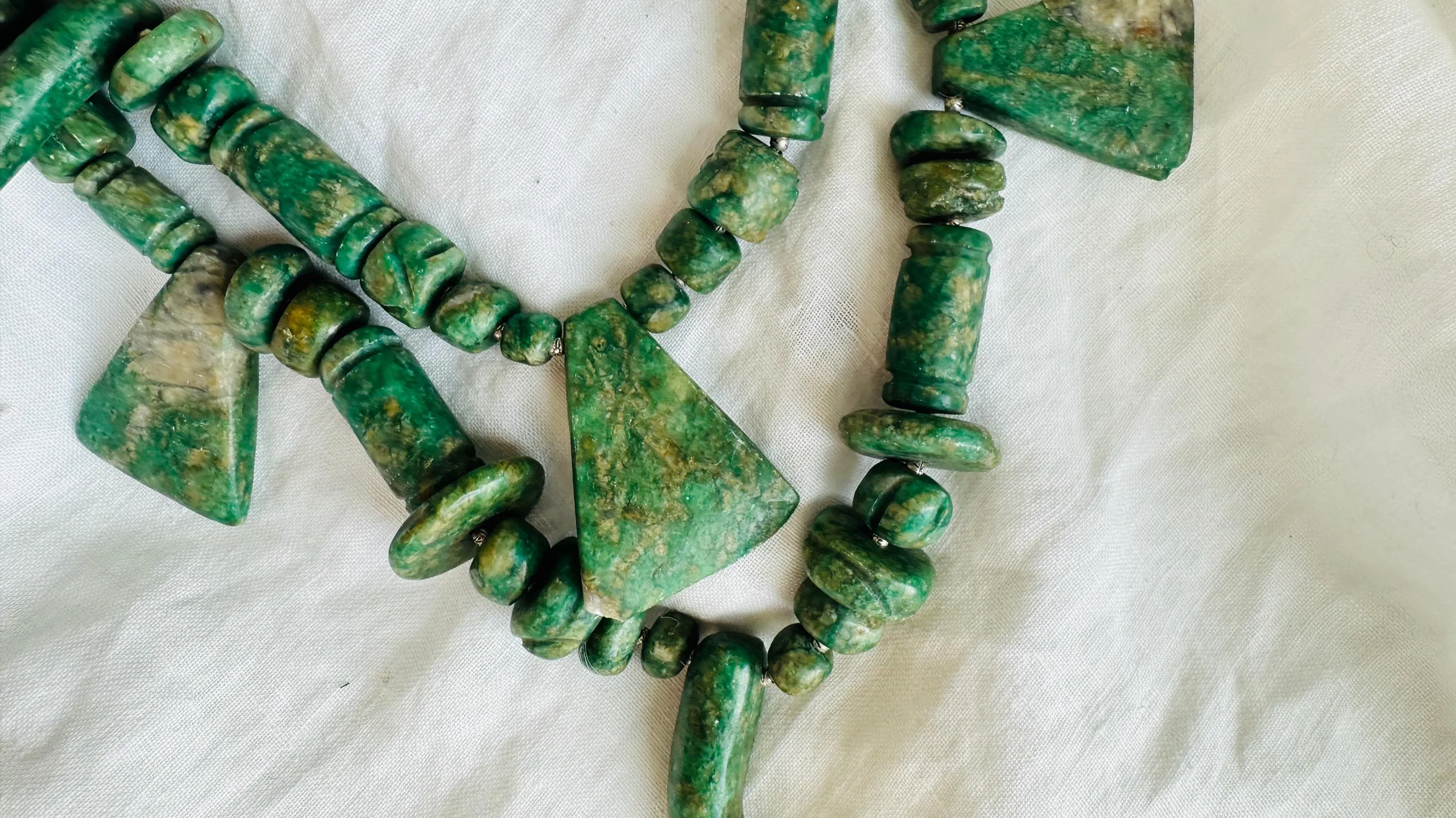 Guatemalita Necklace | Mayan Jade Reproduction Jewelry | Handmade Guatemalan Artisan Accessory.