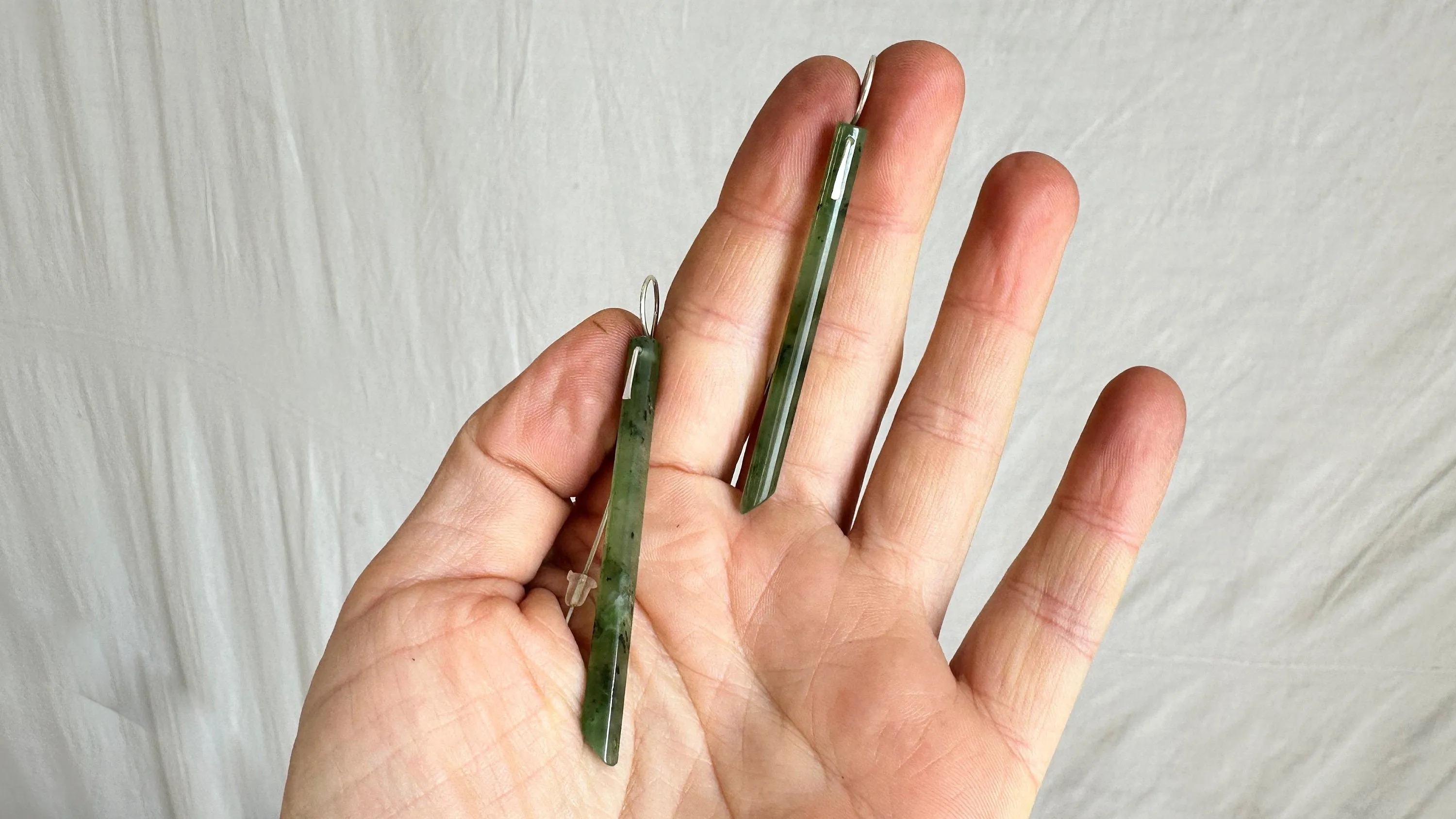 Jade & Sterling Silver Earrings. 1350