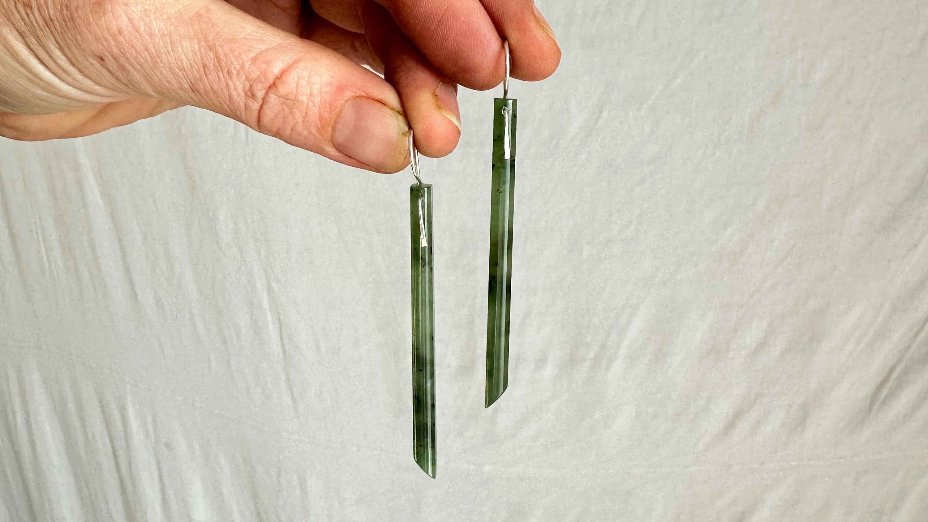 Jade & Sterling Silver Earrings. 1350