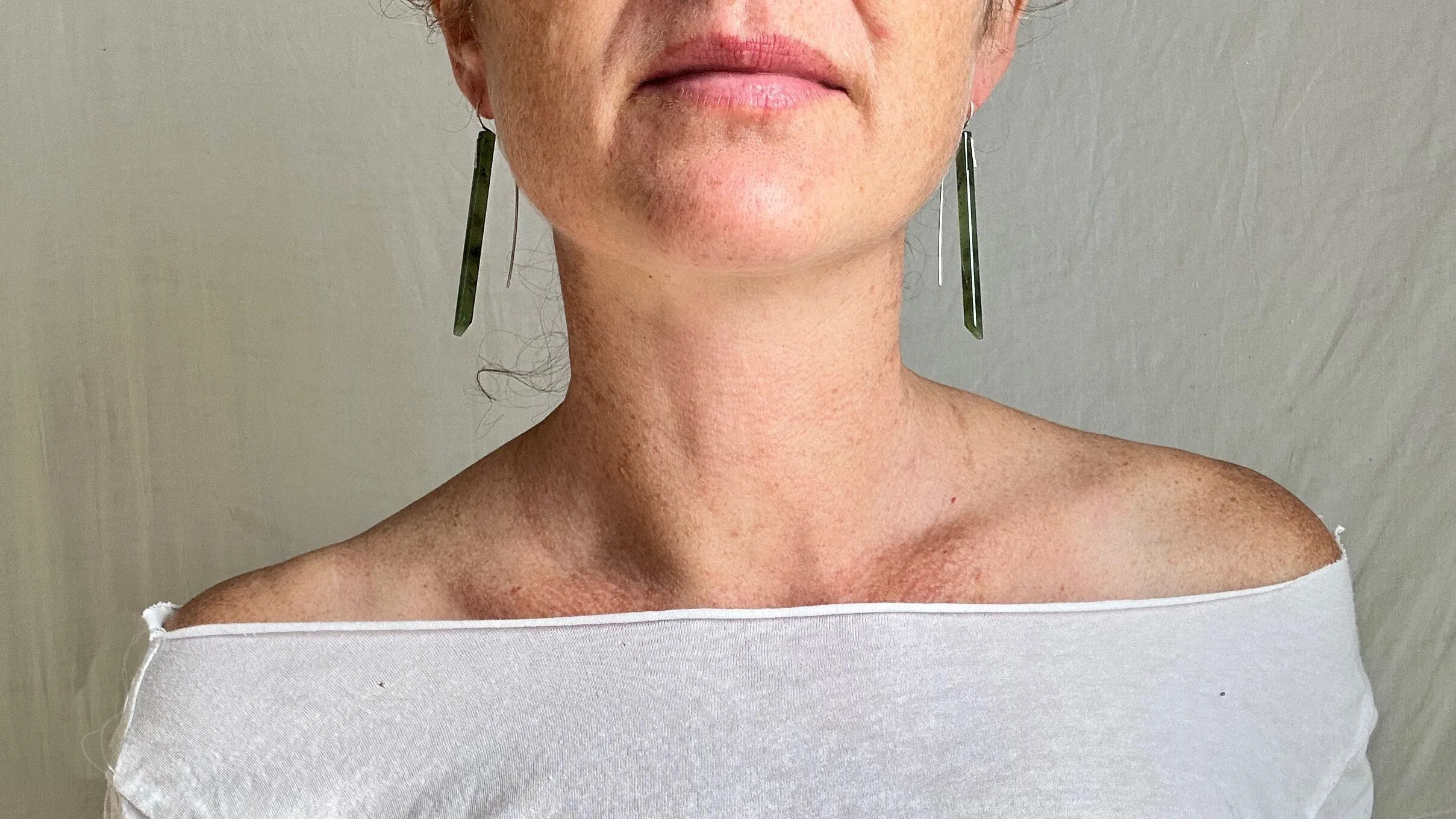 Jade & Sterling Silver Earrings. 1350