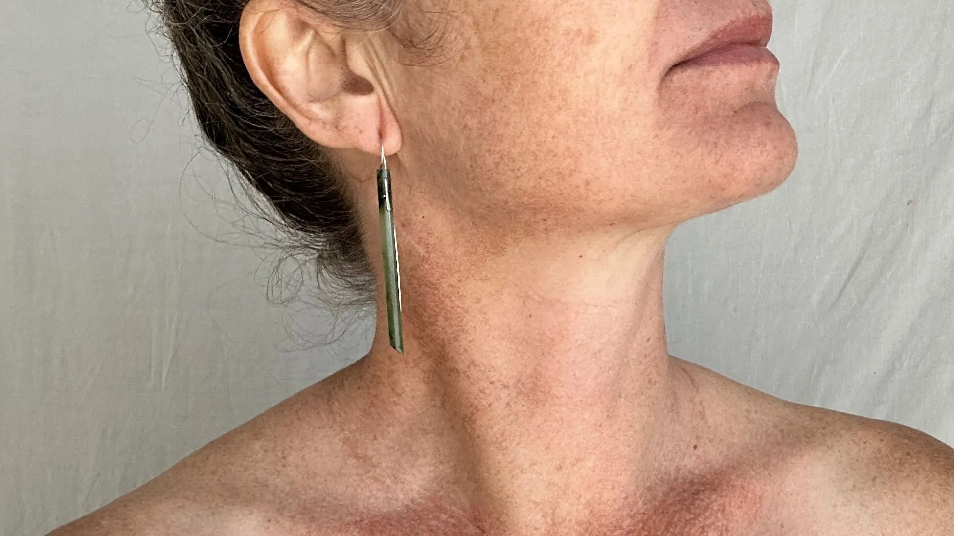 Jade & Sterling Silver Earrings. 1368