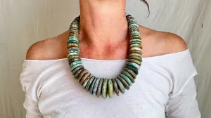 Jade Disks Choker Necklace. Guatemalan. Mayan Guatemalita. 1180