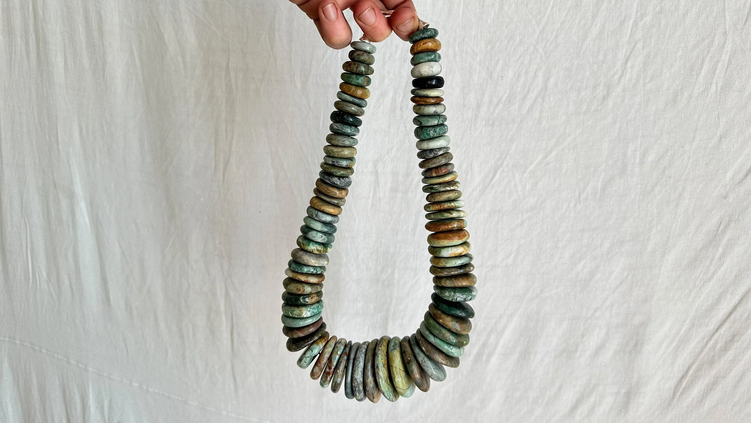 Jade Disks Choker Necklace. Guatemalan. Mayan Guatemalita. 1180
