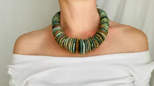 Jade Disks Choker Necklace. Guatemalan. Mayan Guatemalita