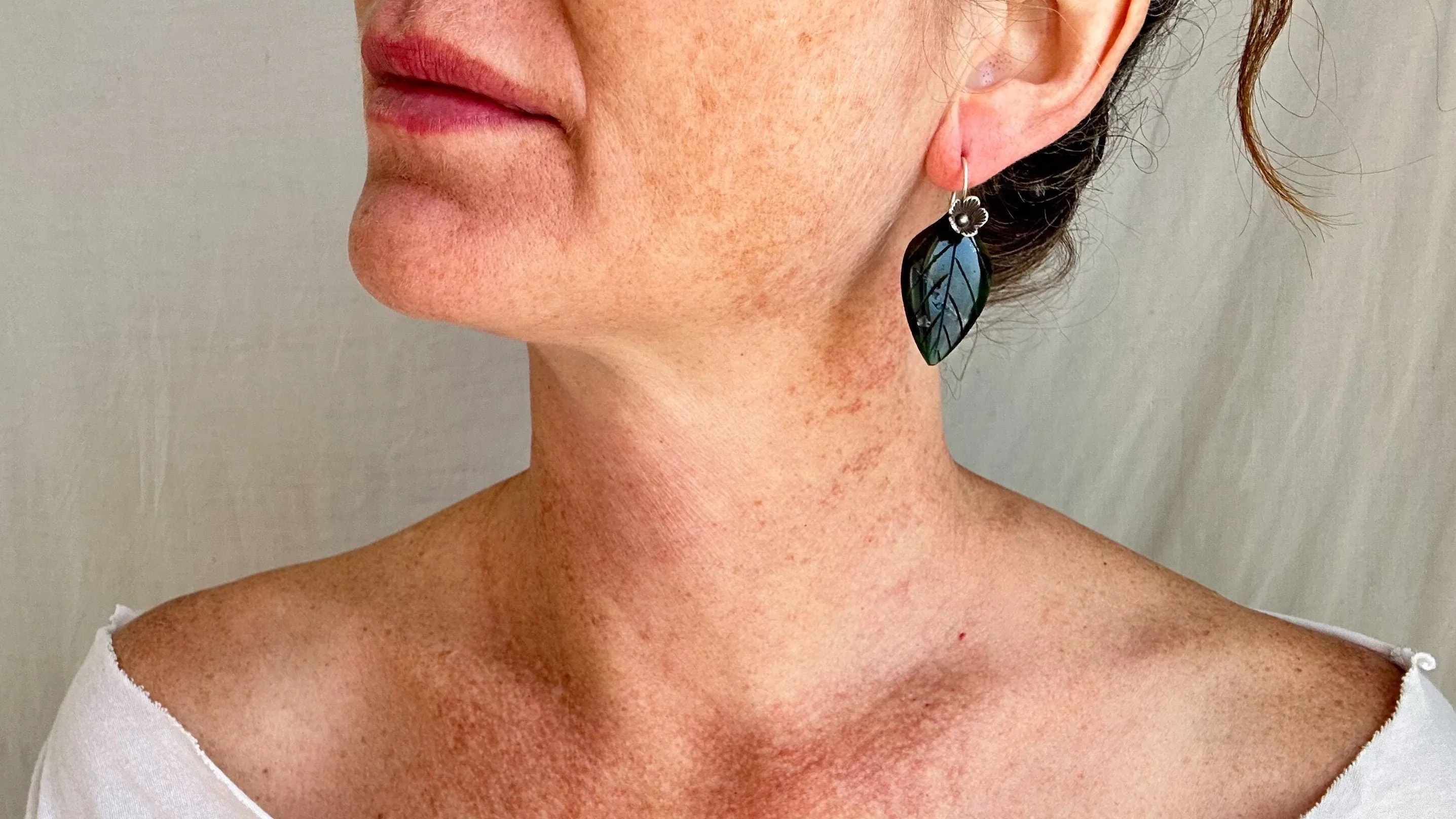 Jade Leaf Earrings. Sterling Silver. Atelier Aadya. 2251