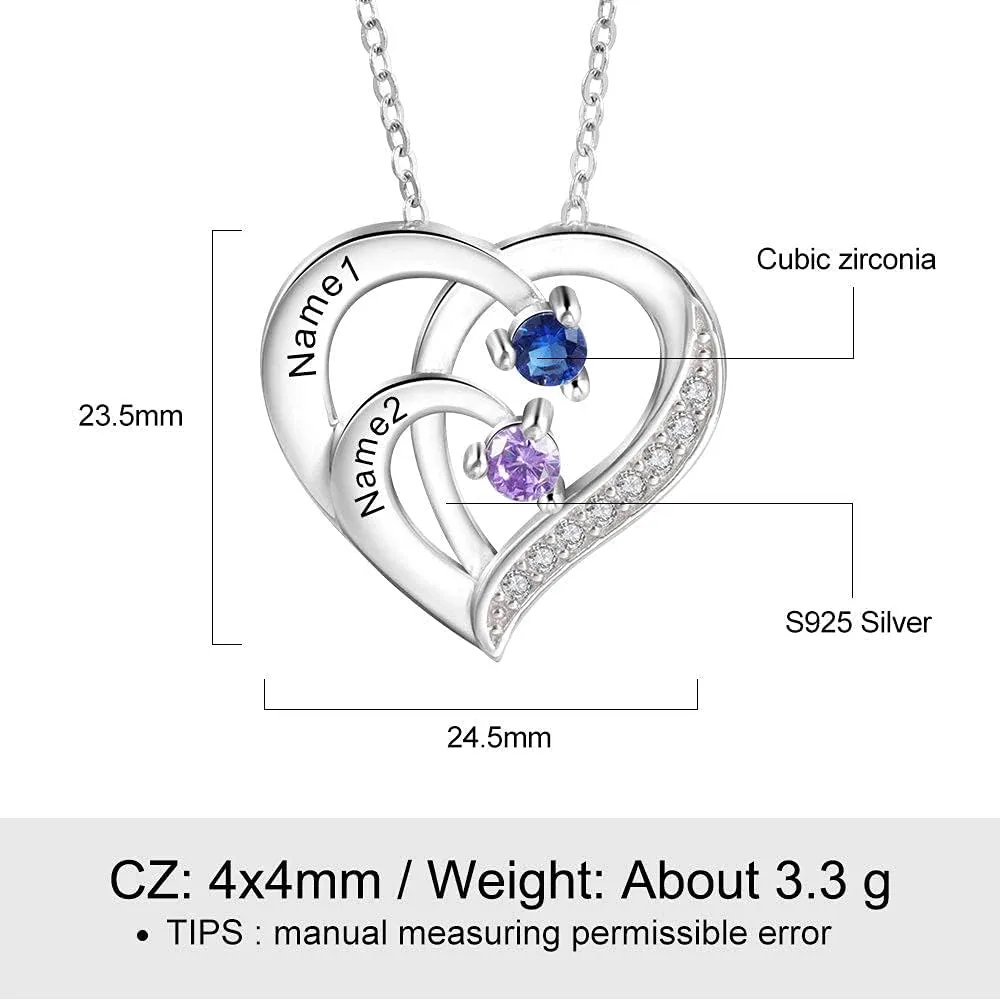 kaululu Mothers Day Gifts for Mom Personalized Birthstone Name Necklace for Women 925 Sterling Silver Best Custom Heart Necklace Build Your Mom Wife Girlfriend Birthday Gifts for Women