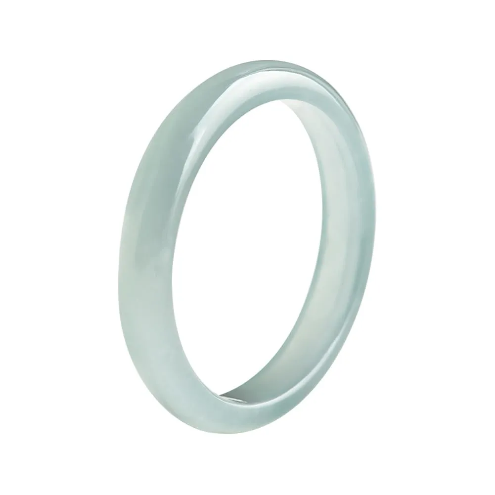 Minimalist 2 Style Couple Natural Emerald Ice Blue Water Jadeite Ring Men's And Women's Jade Band Lucky Jewelry Gift (Round Thin, 20mm)