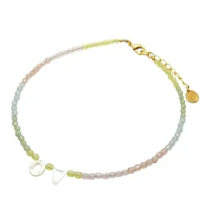 Mother of Pearl Shell Alphabet Letter Duo Ombre Faceted Glass Bead Choker