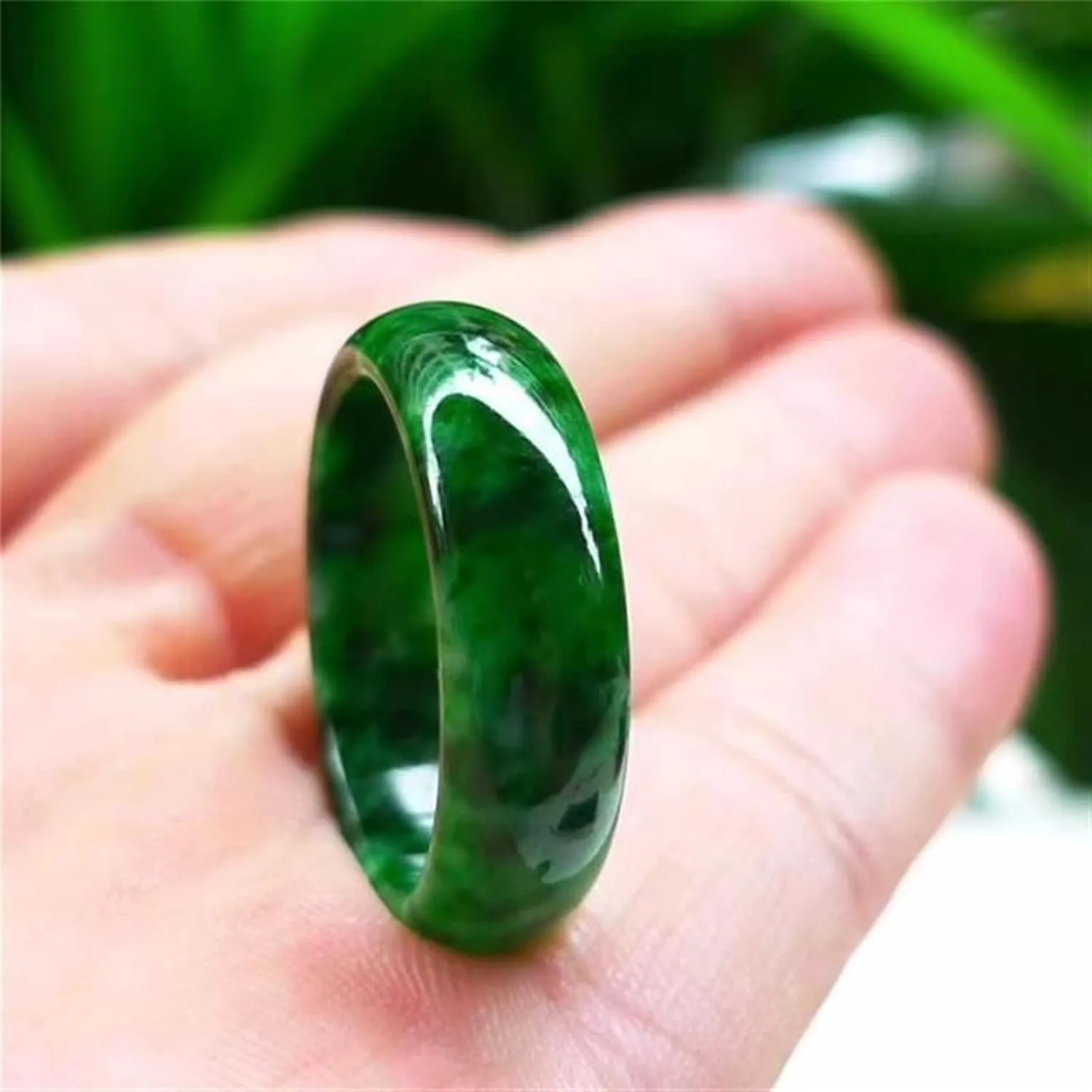 Natural Myanmar Jade Green Jadeite Jade Rings Handmade Jade Ring Men Party Wedding Jewelry Gift Rings for Men Woman (Ring Size : 8.5)