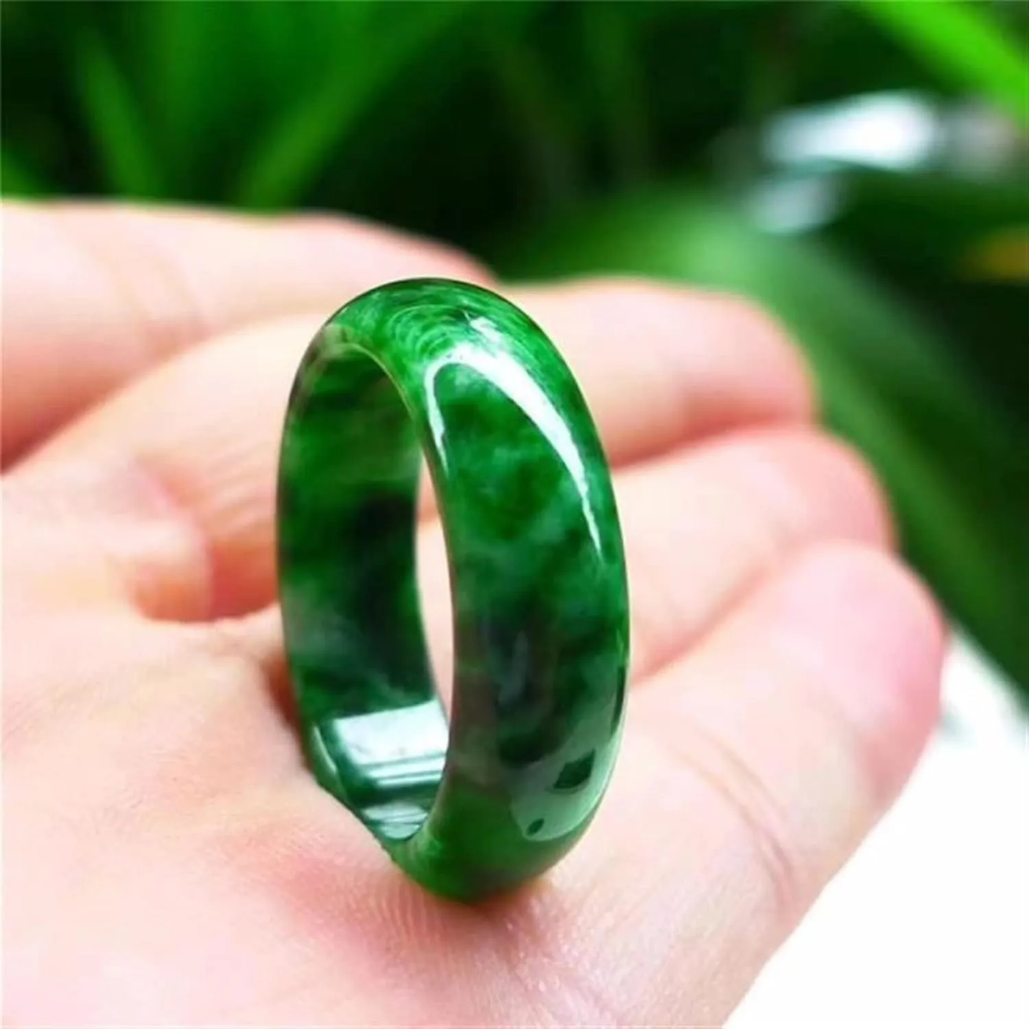 Natural Myanmar Jade Green Jadeite Jade Rings Handmade Jade Ring Men Party Wedding Jewelry Gift Rings for Men Woman (Ring Size : 8.5)