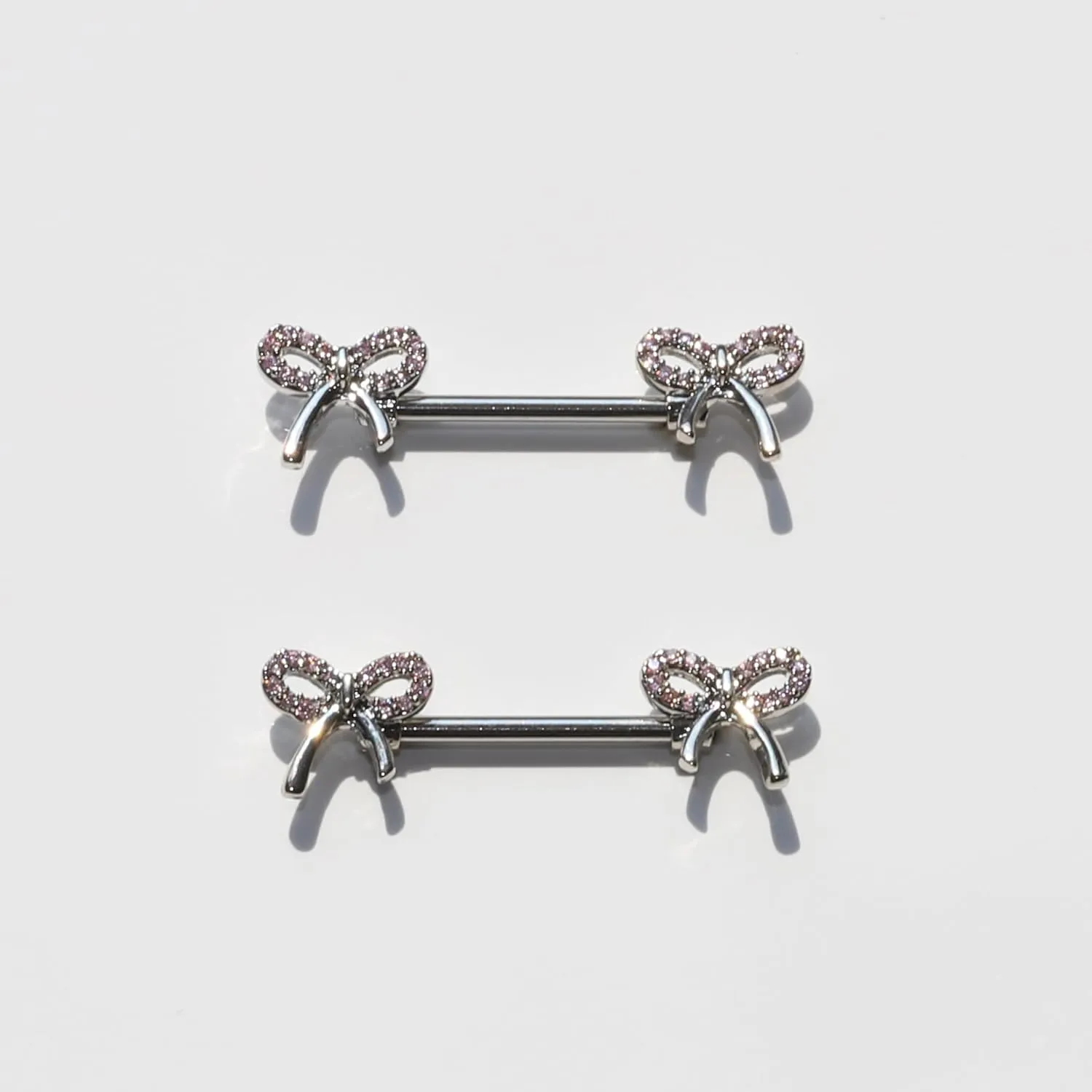 Nipple Rings - Surgical Stainless Steel Gold Silver Pink Blue Purple CZ Heart Butterfly Flower Bow Jewelry - 14 Gauge Nipple Bars and Barbells