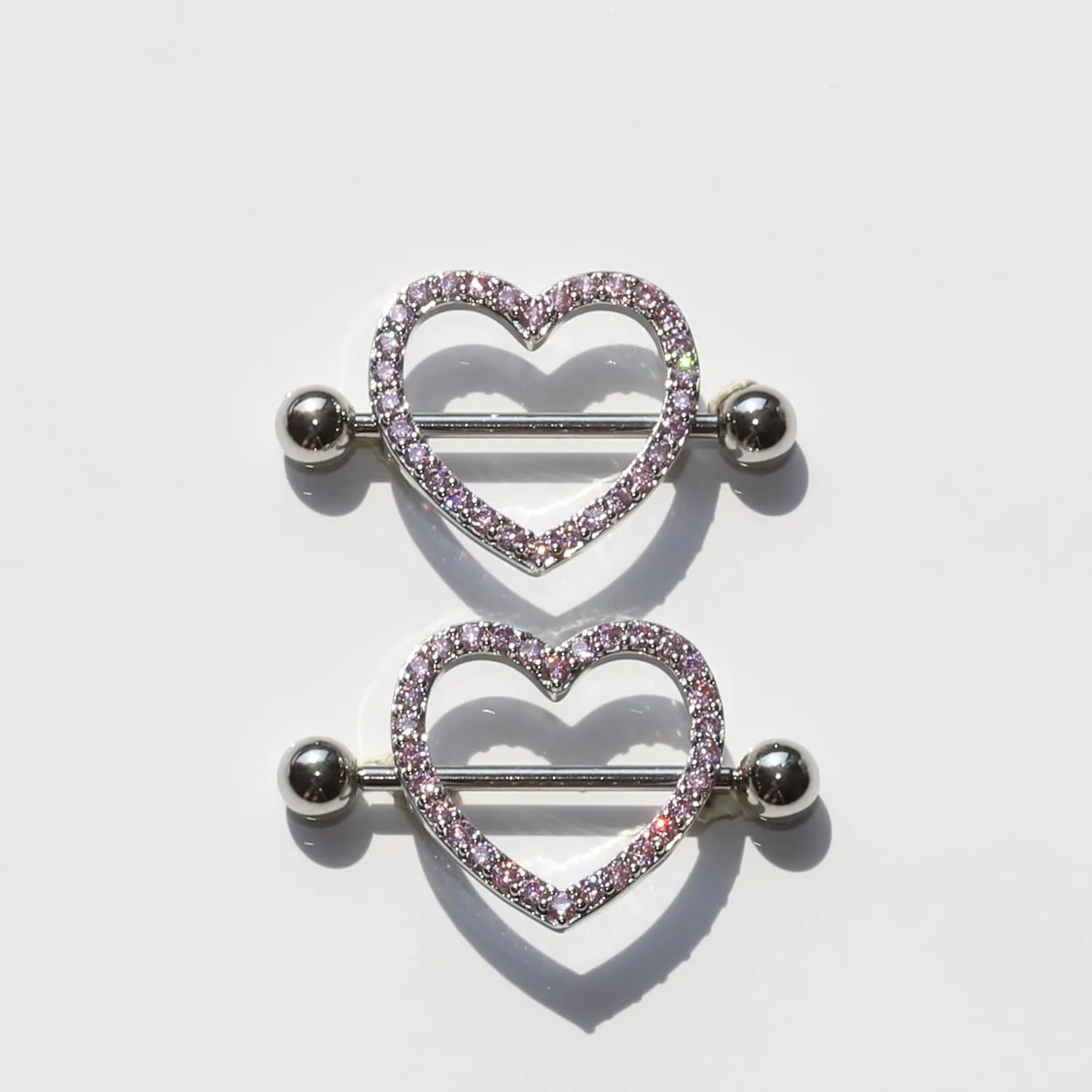Nipple Rings - Surgical Stainless Steel Gold Silver Pink Blue Purple CZ Heart Butterfly Flower Bow Jewelry - 14 Gauge Nipple Bars and Barbells