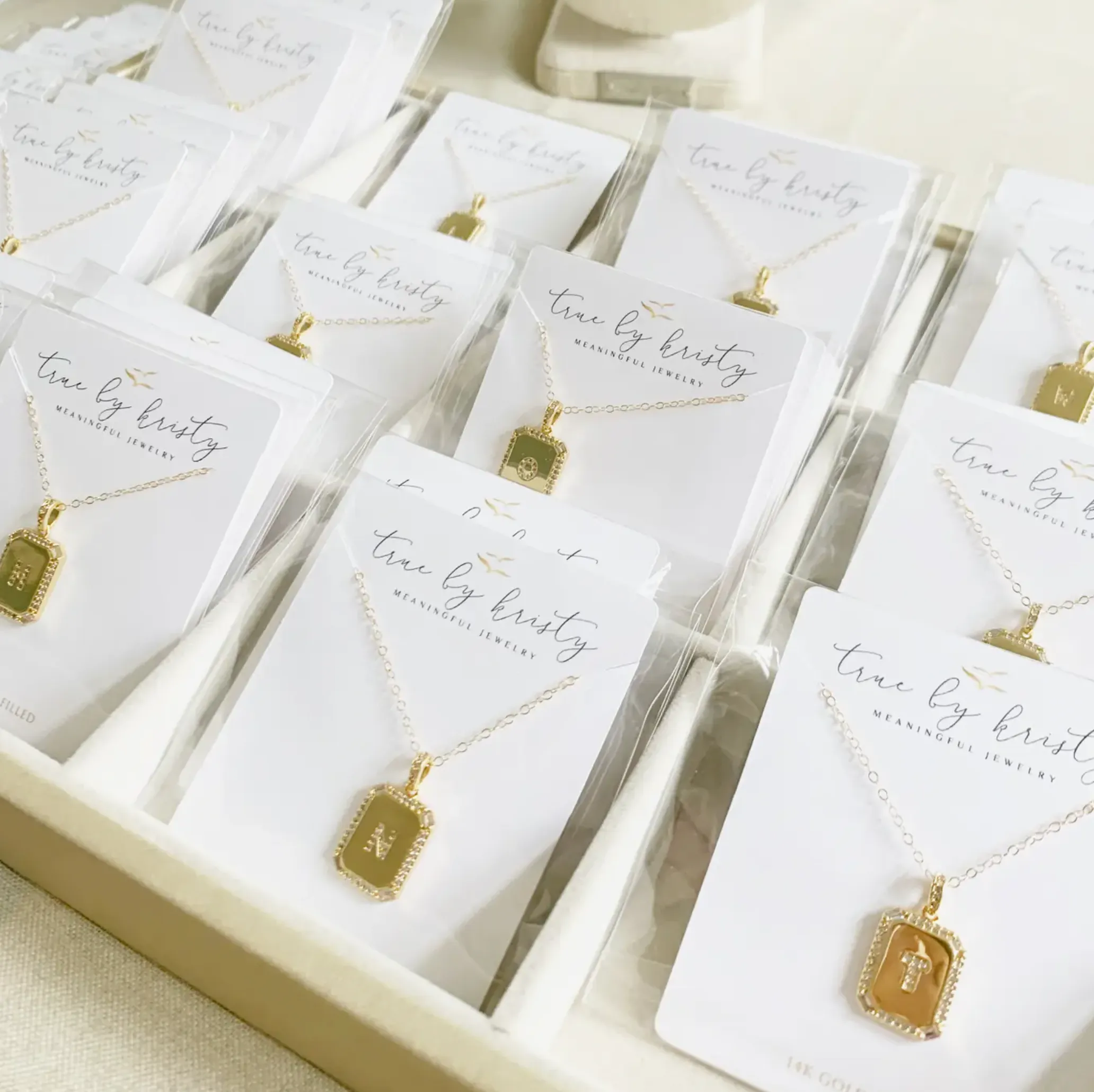 Pav Initial Personalized Monogram Necklace Gold Filled-D
