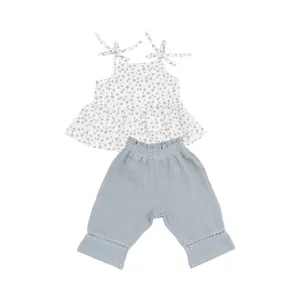 Peplum Tank & Smocked Waist Pants - Jadeite Simple Floral