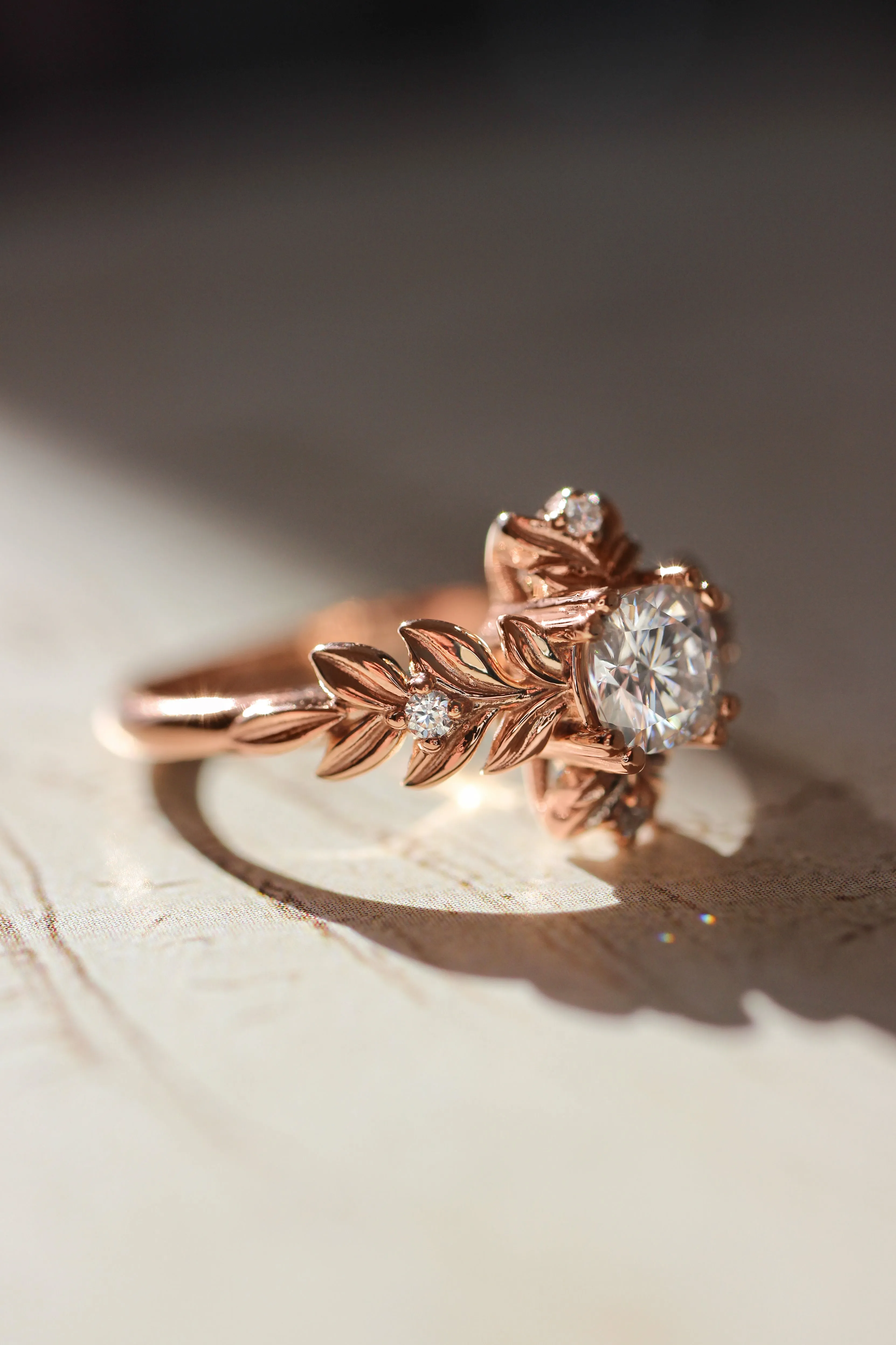 READY TO SHIP: 14K rose gold, cushion moissanite 5 mm, moissanites, RING SIZE 7 US