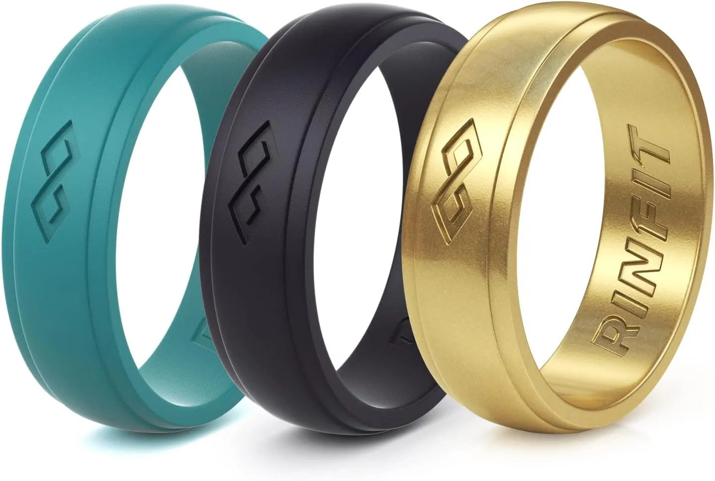 Rinfit Silicone Rings for Women 5.5mm Wide, 1.5mm Thick - Infinity Rubber Wedding Band - Silicone Engagement Ring for Her - Patented Design