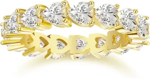 SHINYSO Wedding Band for Women Infinity Heart-Shaped Cubic Zirconia Ring Engagement Stacking Promise Rings for Her Gold/Silver Size 4-10
