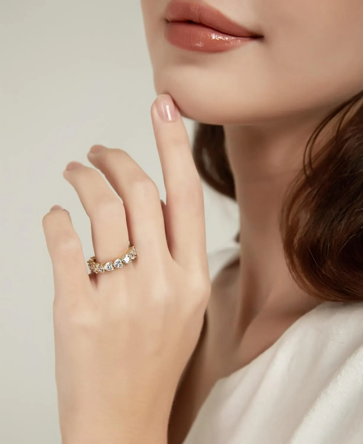SHINYSO Wedding Band for Women Infinity Heart-Shaped Cubic Zirconia Ring Engagement Stacking Promise Rings for Her Gold/Silver Size 4-10