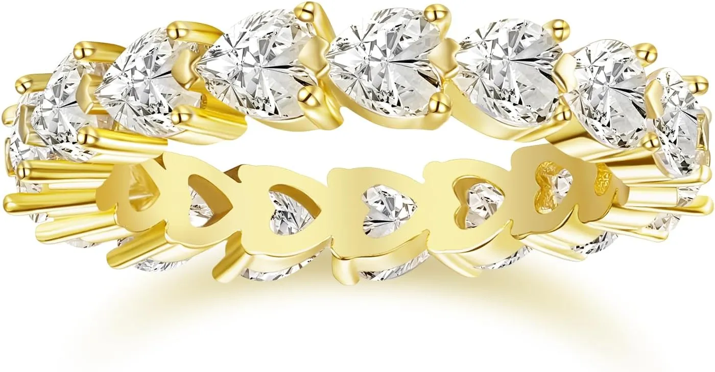 SHINYSO Wedding Band for Women Infinity Heart-Shaped Cubic Zirconia Ring Engagement Stacking Promise Rings for Her Gold/Silver Size 4-10
