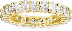 SHINYSO Wedding Band for Women Oval Cubic Zirconia Love Ring Engagement Stackable Promise Rings for Her Gold/Silver Size 4-10
