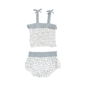 Smocked Ruffle Top & Bloomer - Jadeite Simple Floral
