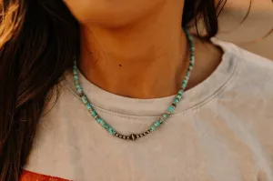 Stacked Turquoise Stone and Navajo Pearl Choker