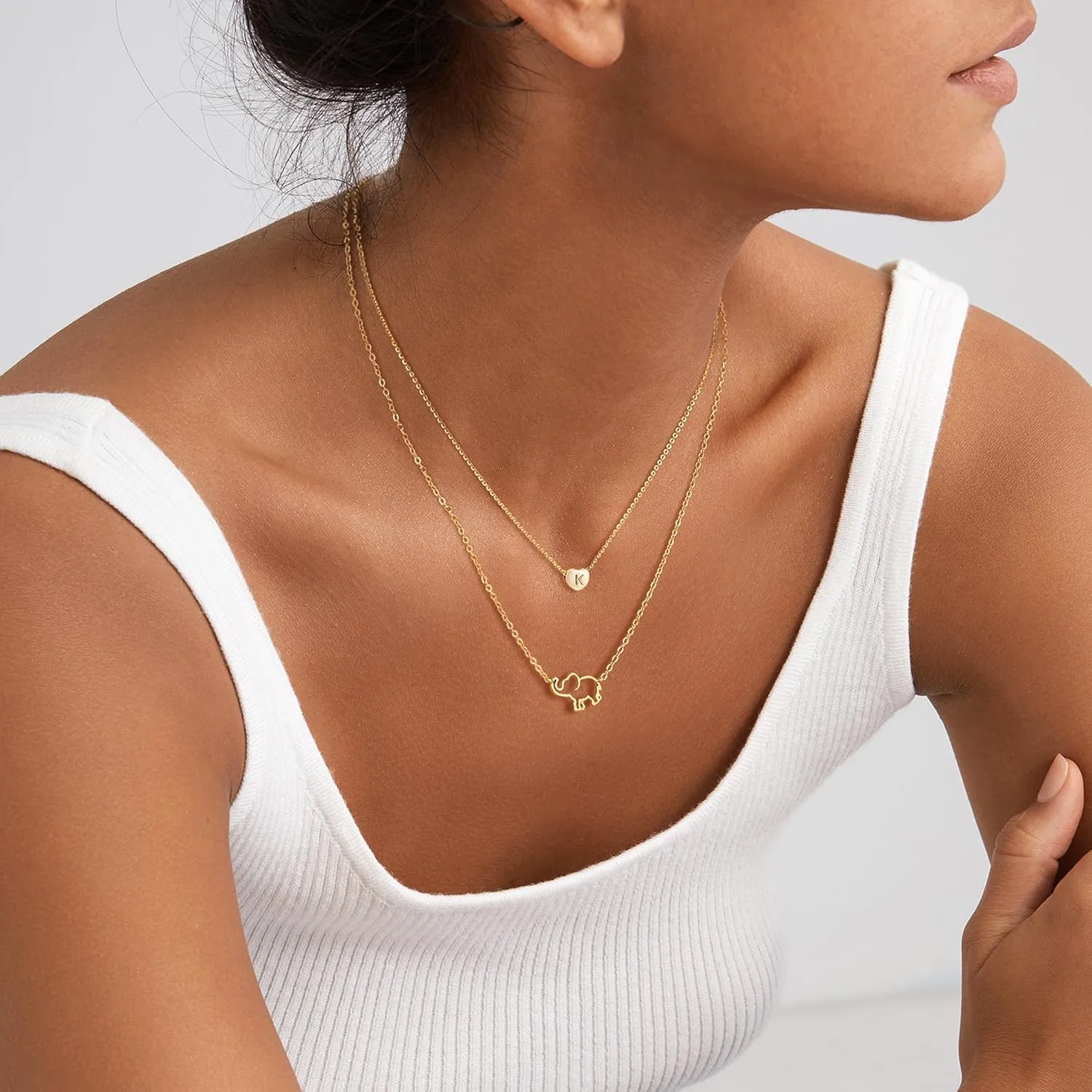 Tiny Gold Initial Heart Necklace-14K Gold Plated Handmade Dainty Letter Heart Necklace for Women Necklace Jewelry