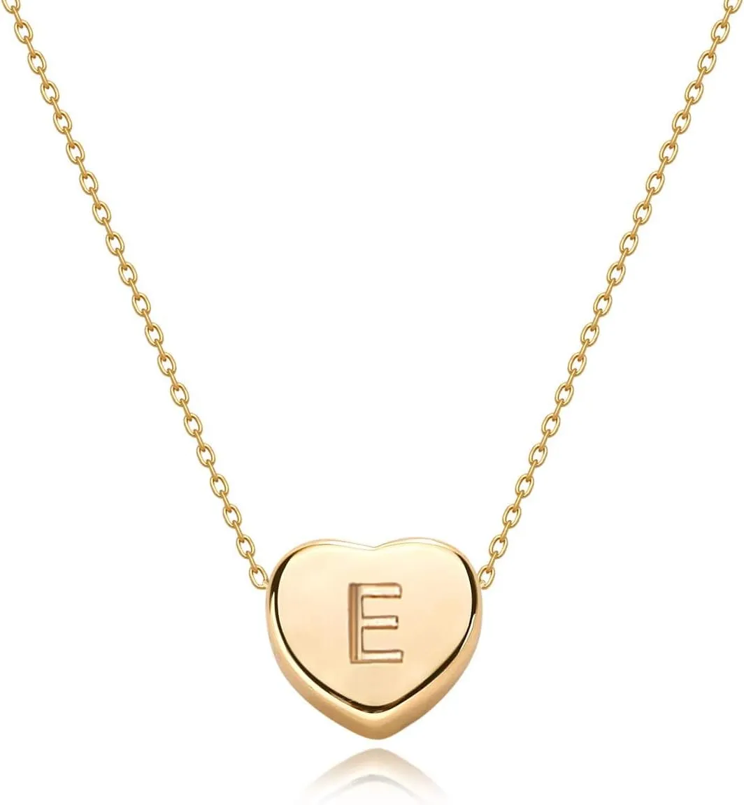Tiny Gold Initial Heart Necklace-14K Gold Plated Handmade Dainty Letter Heart Necklace for Women Necklace Jewelry