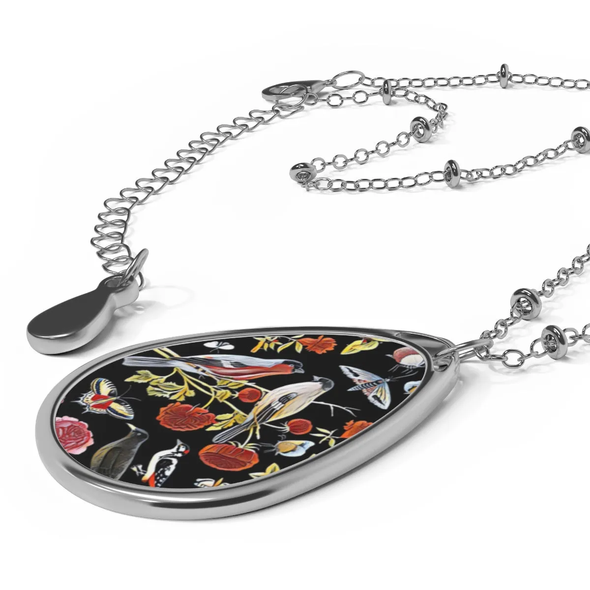 Updated 18th Century Birds and Plants Oval Necklace
