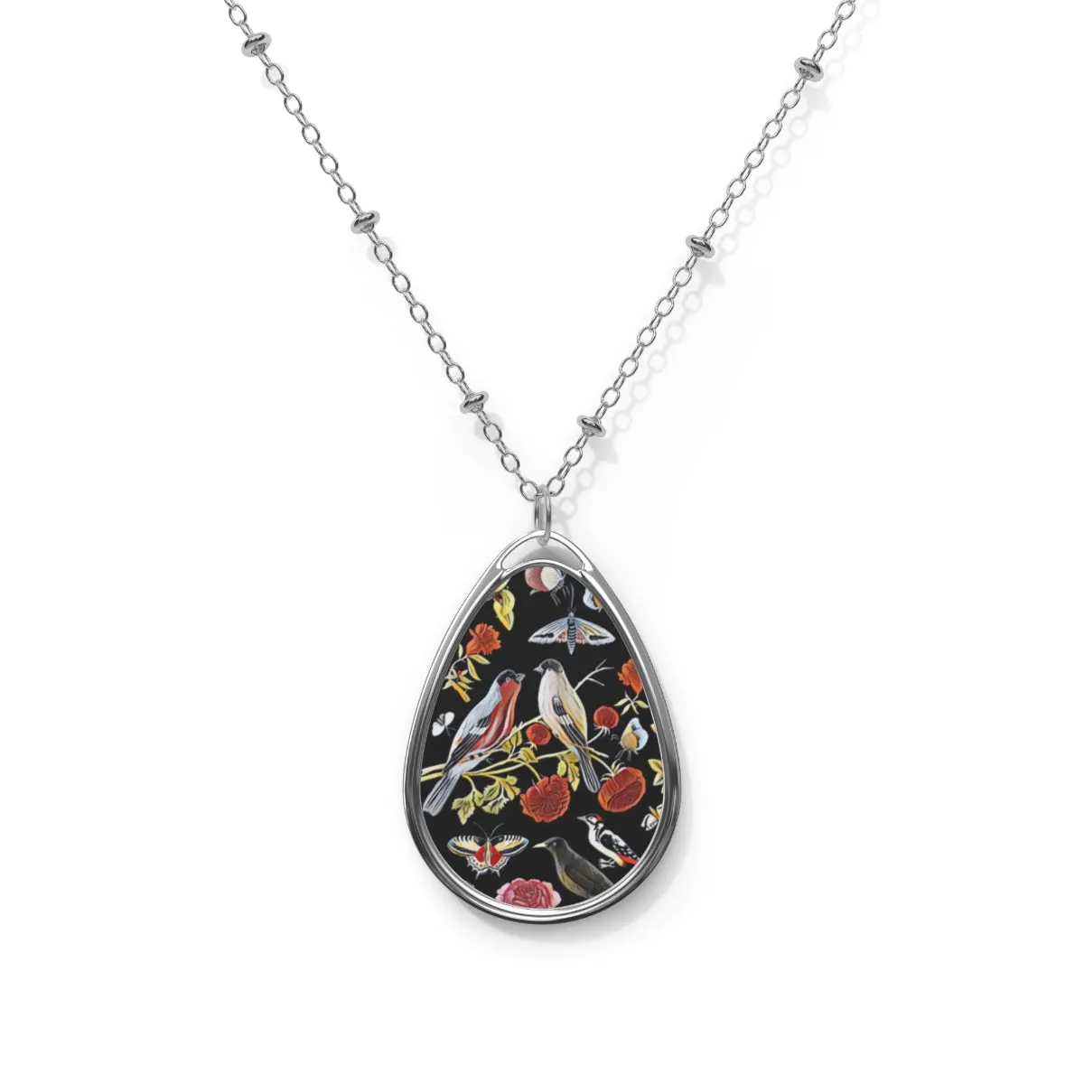 Updated 18th Century Birds and Plants Oval Necklace