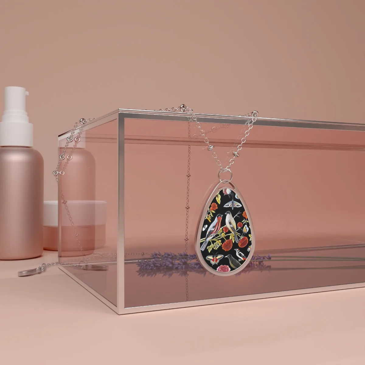 Updated 18th Century Birds and Plants Oval Necklace